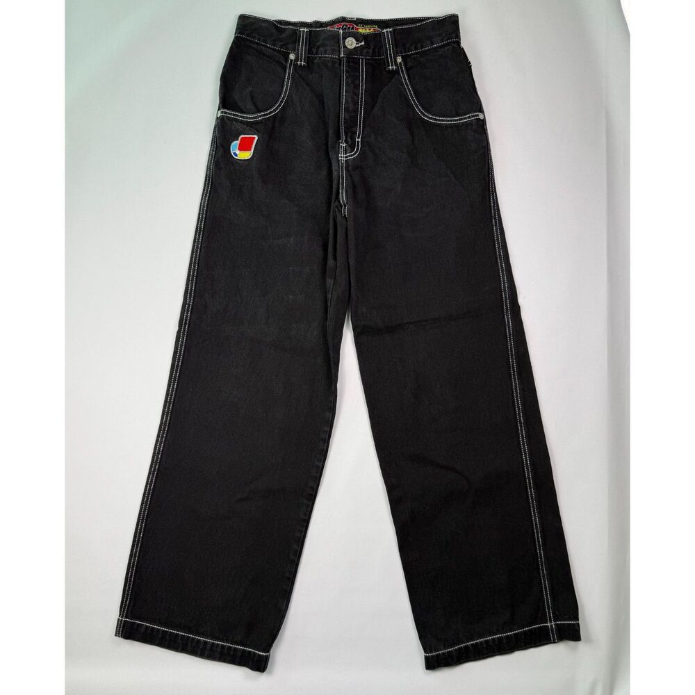 JNCO Pipes Classics Jeans 30x34 Black Wide Leg Denim 23 Opening Y2K